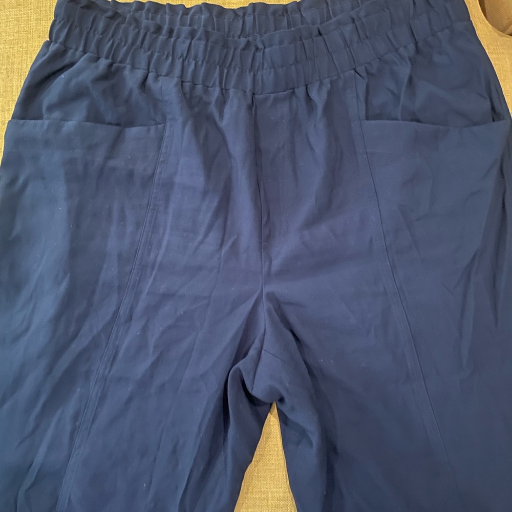a new day Women's Navy paper bag waist trousers